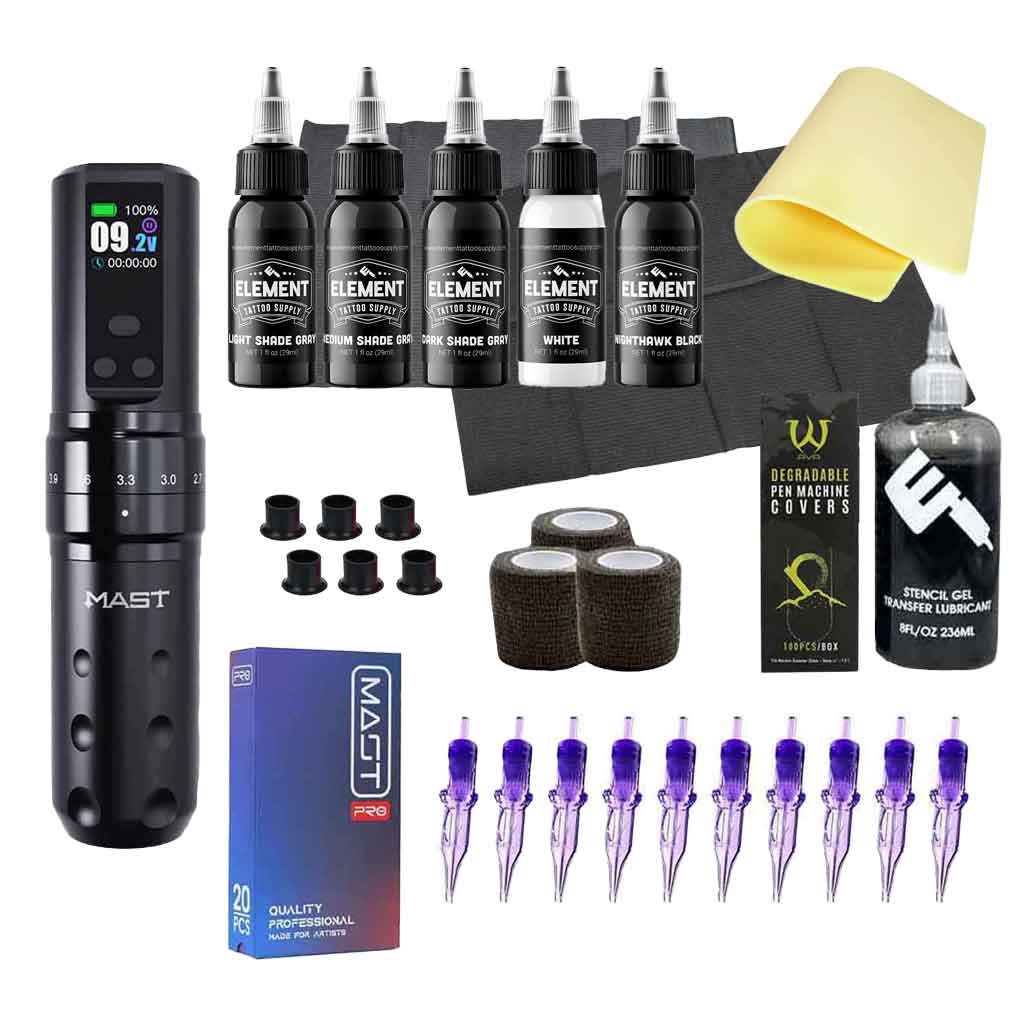 Tattoo Kit Black n Grey Set with Mast Fold 2 Pro