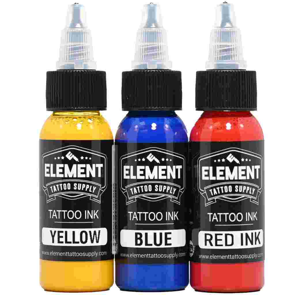 Yellow blue red Tattoo Ink by Element