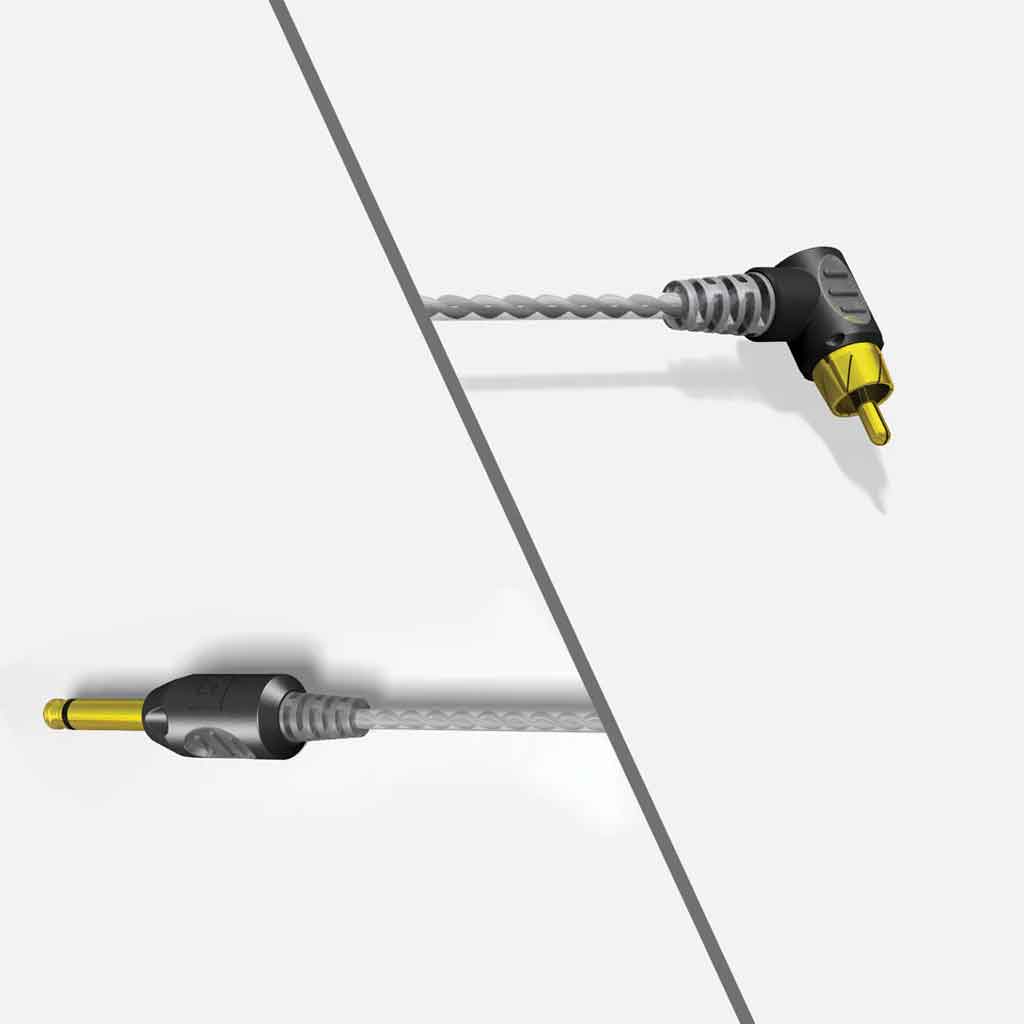 Premium Lightweight 90 Degree Angled RCA Cord, Grey - Bishop Tattoo Supply