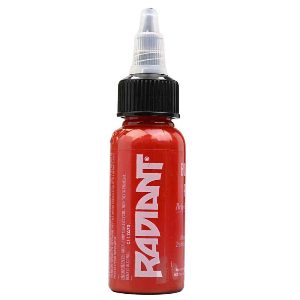 Radiant blood red tattoo ink 1oz bottle with twistop a cap front view