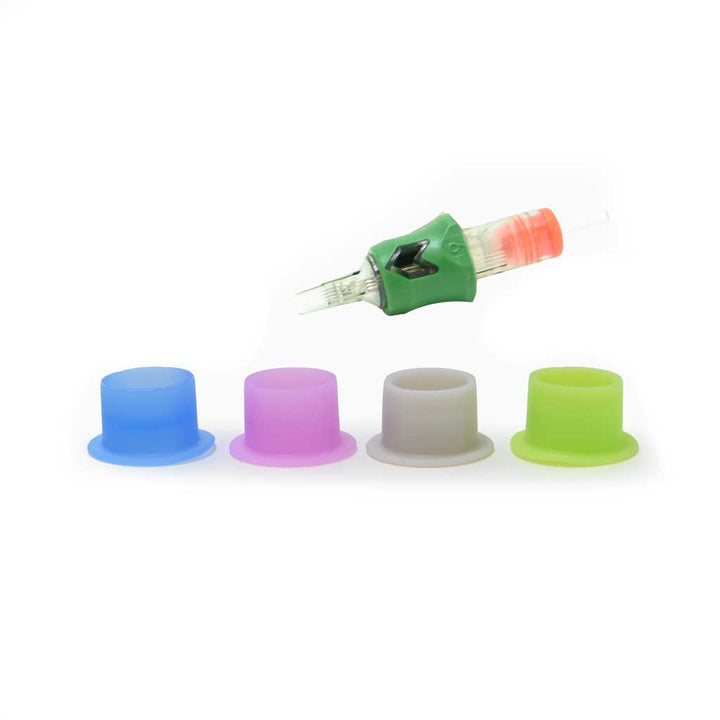 Silicone Tattoo Ink Cups, Round Mixed Colors #12 - 100pcs