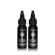 Two bottles of Nocturnal Black tattoo ink on a white background