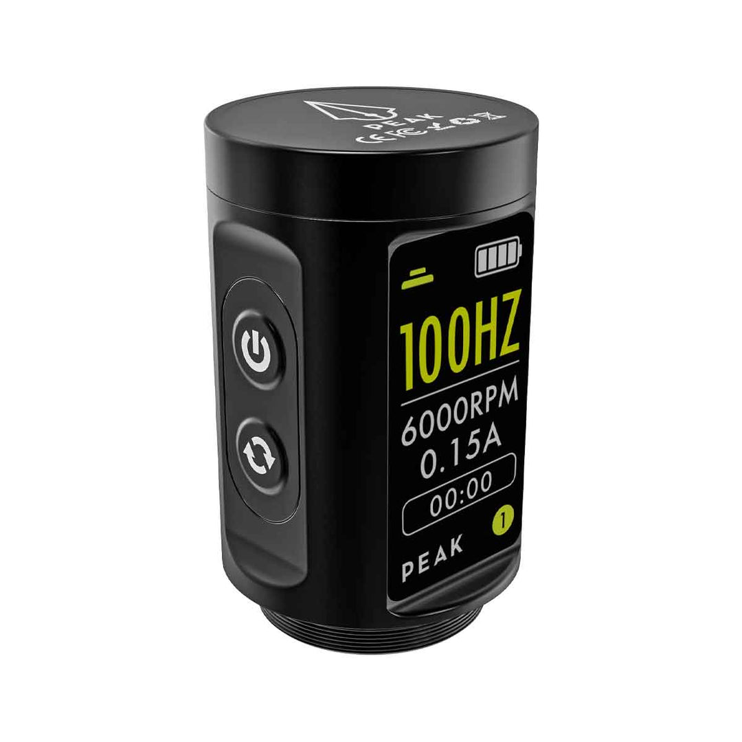 Black electronic device with digital display on a white background