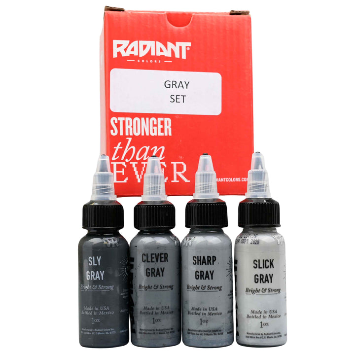 4 Gray Tattoo Ink Set, Radiant Ink