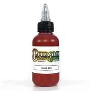 Bottle of Chroma Tattoo Ink in dark red color on a white background