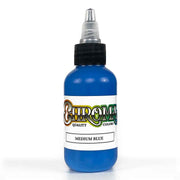 Blue tattoo ink bottle with 'Chroma' branding on a white background