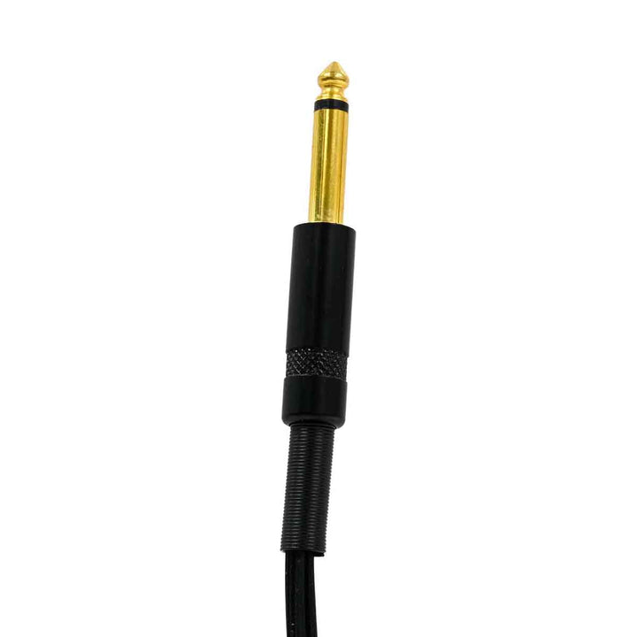 tattoo clip cord cable  with gold connector on a white background