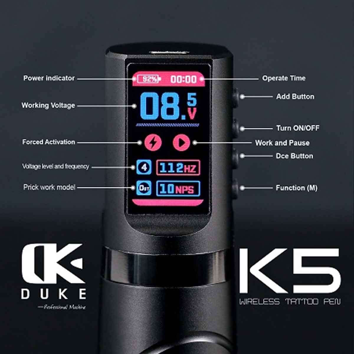 Duke K5 Tattoo Machine display