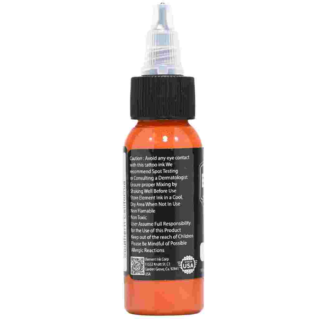 1oz bottle of Element orange tattoo ink for shading and color work