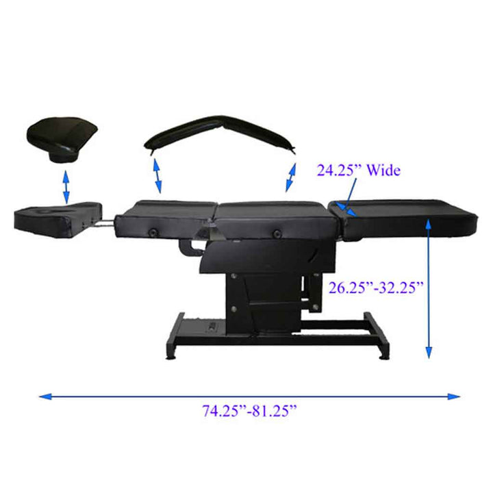 Fully Electric Tattoo Bed with Power Strip - Inkbed