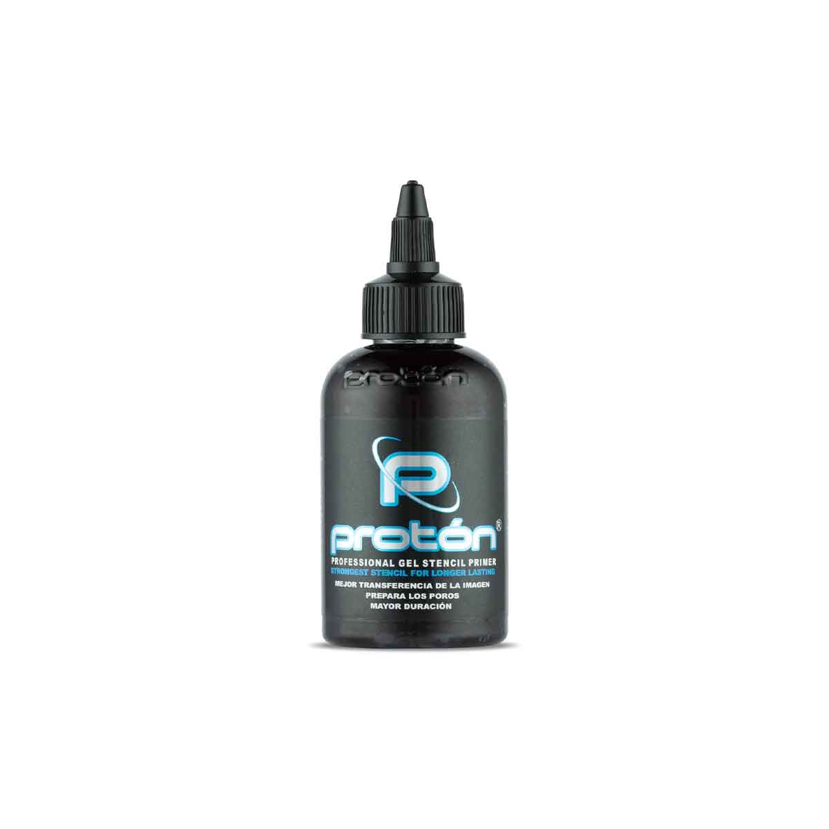 Proton gel stencil primer bottle on a white background