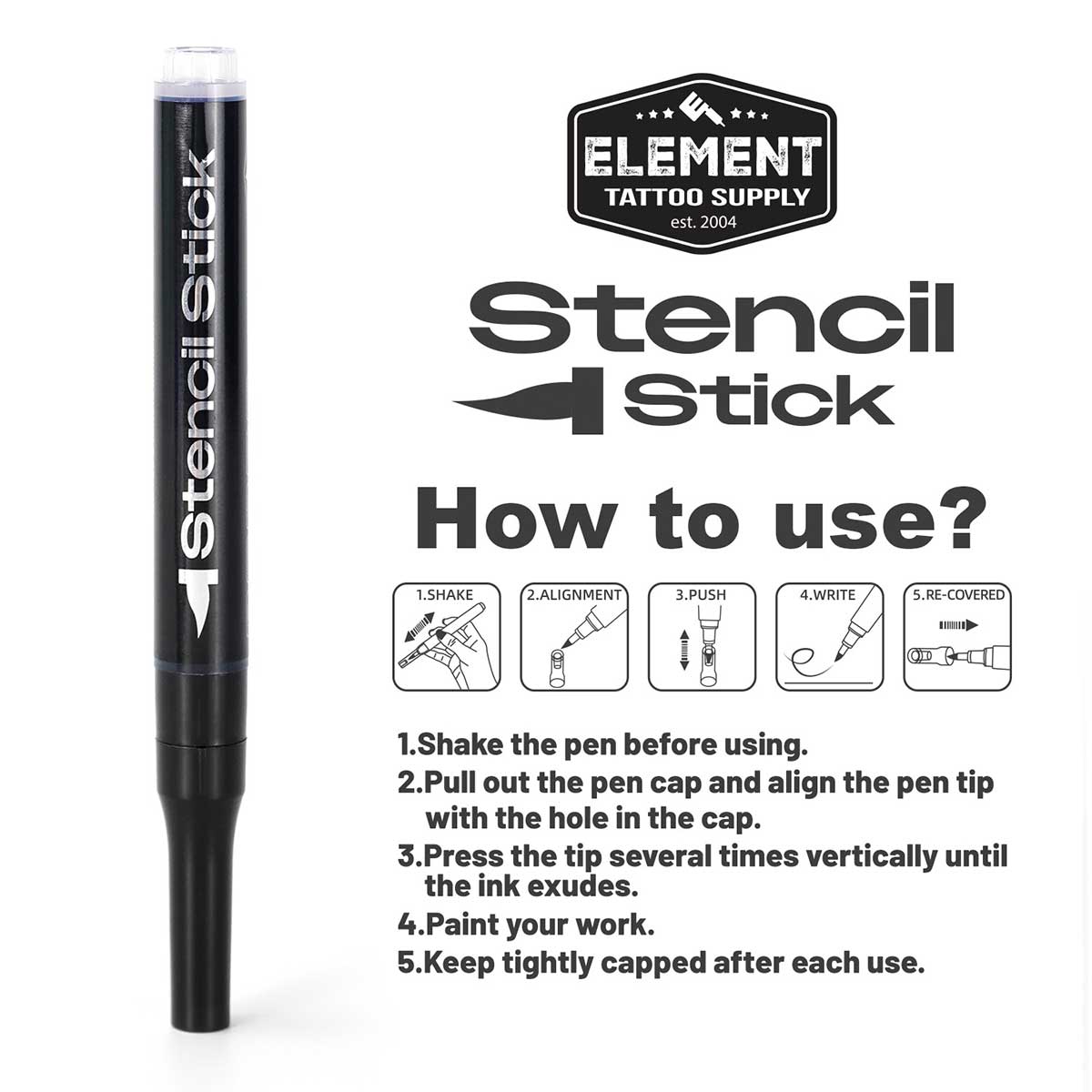 Stencil Stick Replacement Tips, 50 pcs - Element Tattoo Supply