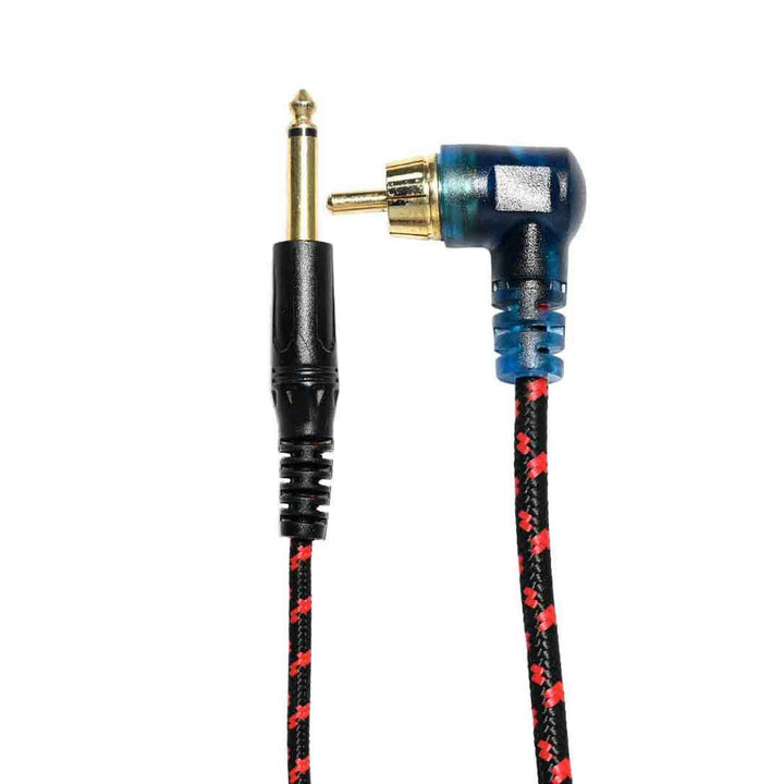 Premium RCA Angled Woven LED Snakeking Cable 6 ft. 3A Red - Element Tattoo Supply