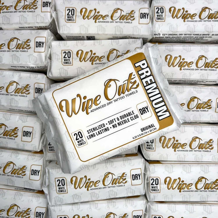 Wipe Outz Premium Dry White Tattoo Towels, 20ct
