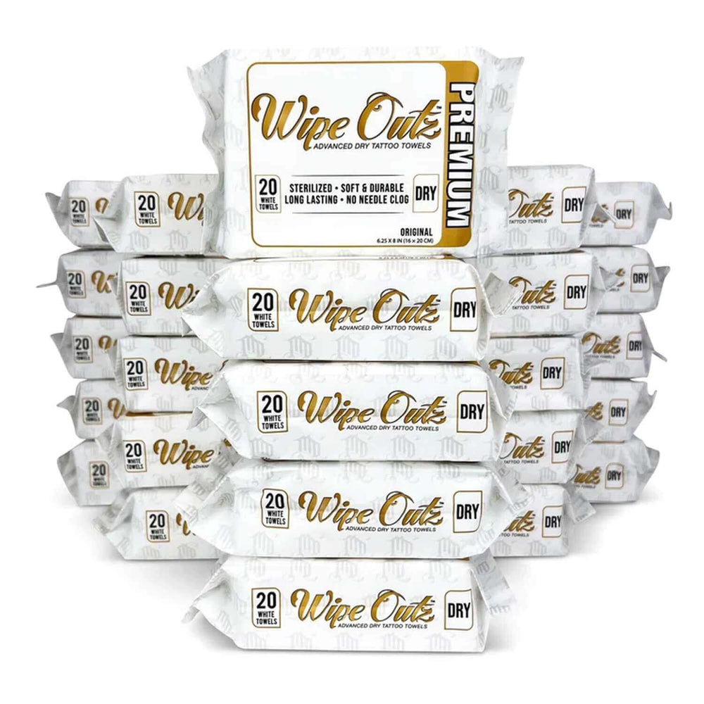 Wipe Outz Premium Dry White Tattoo Towels, 20ct