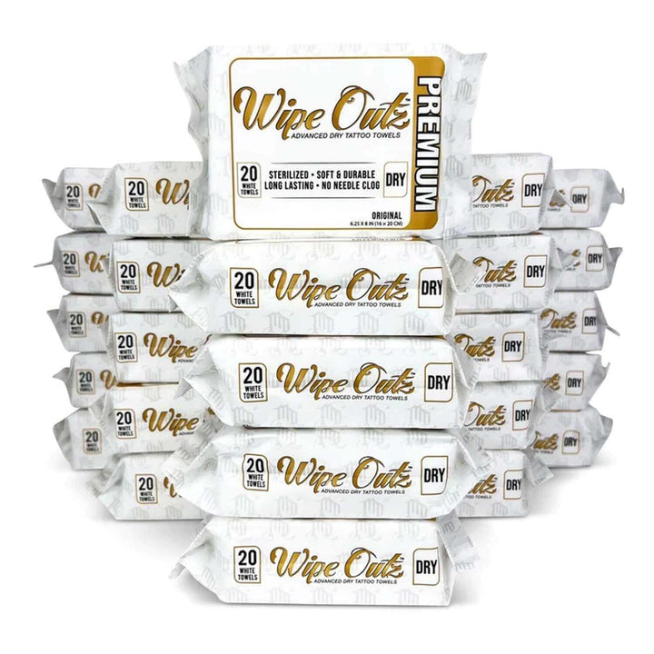 Wipe Outz Premium Dry White Tattoo Towels, 20ct