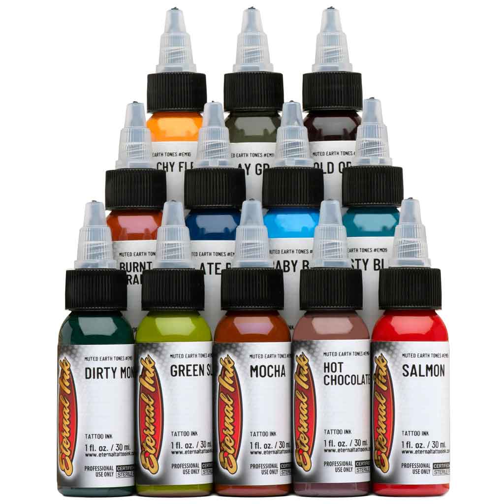 Muted Earth Tone Set, Eternal Tattoo Ink 1oz.