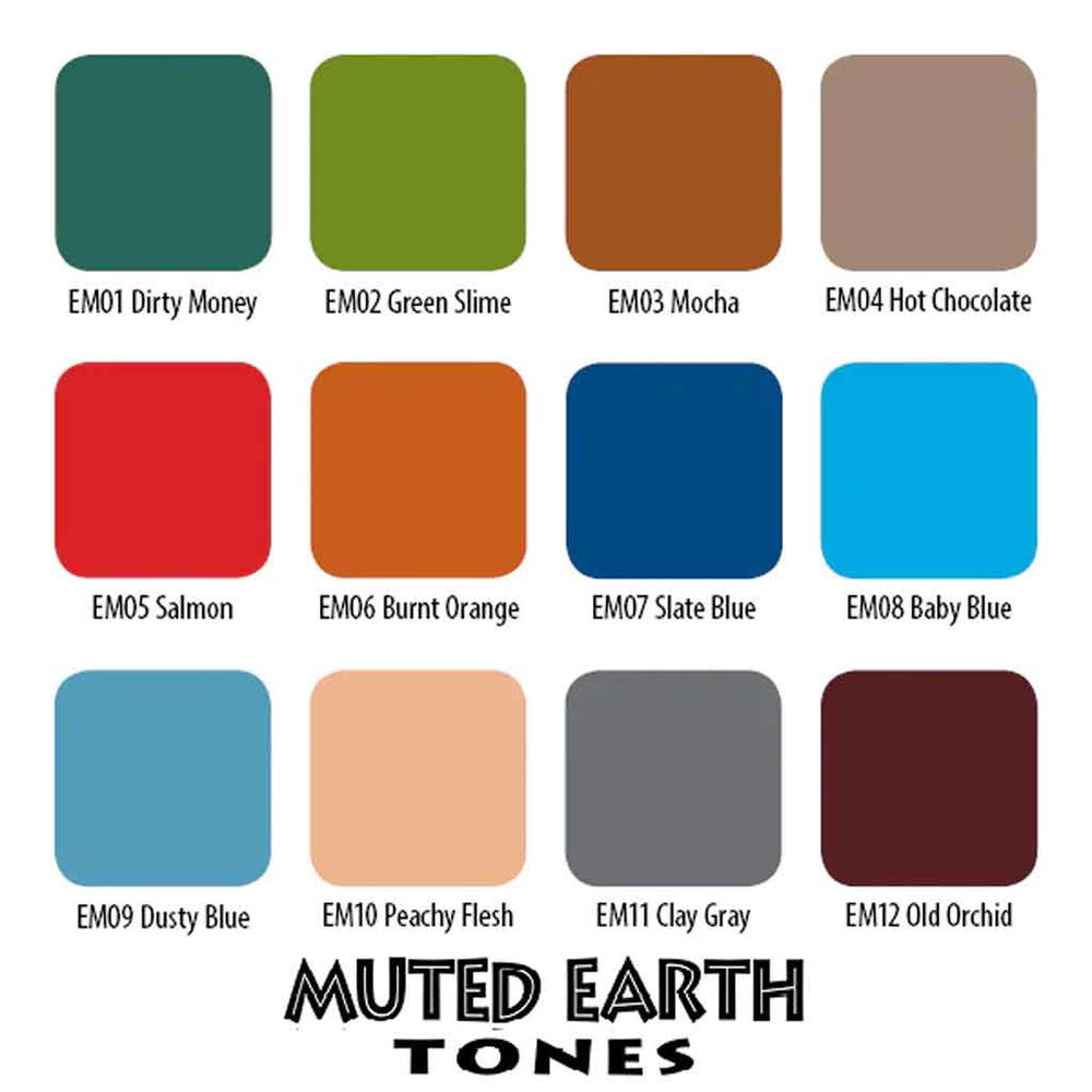 Muted Earth Tone Set, Eternal Tattoo Ink 1oz.