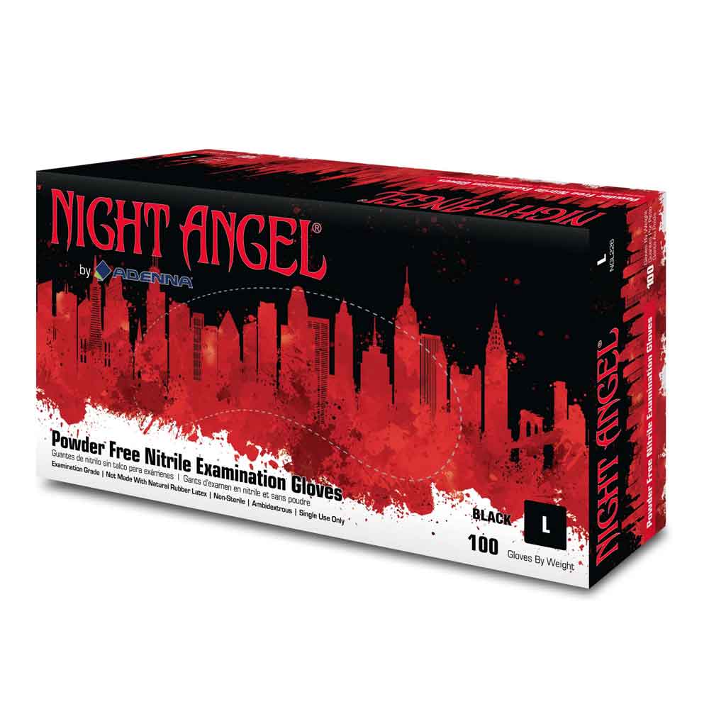 NIGHT ANGEL Black Nitrile Exam Gloves