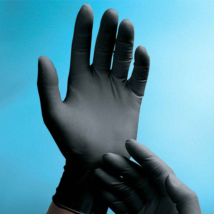 PHANTOM Black Latex Powder Free Exam Gloves, 6 mil