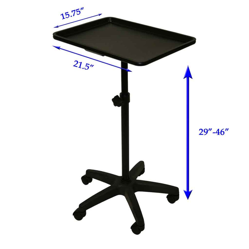 Extra Large Steel Single-Post Mayo Instrument Stand & Work Tray - Inkbed