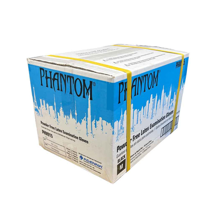 PHANTOM Black Latex Powder Free Exam Gloves, 6 mil