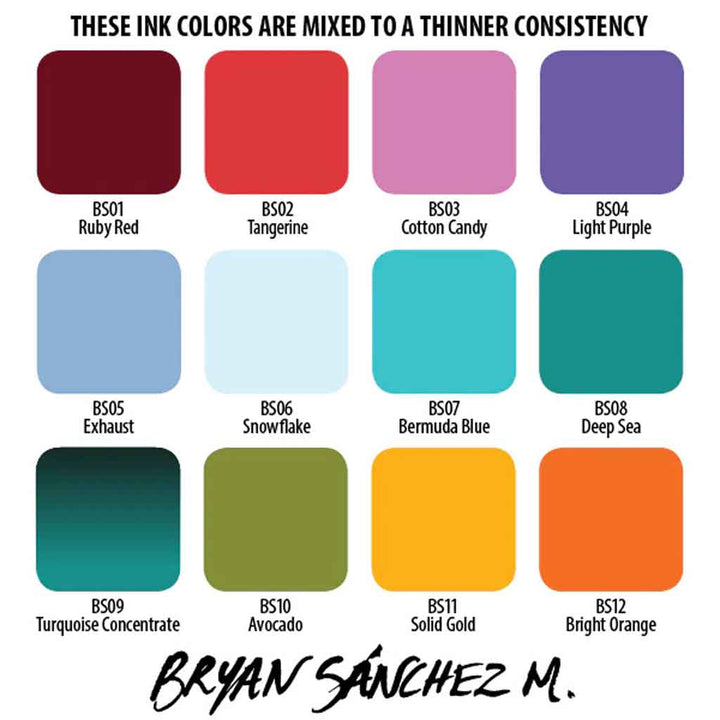 Bryan Sanchez M. Watercolor Ink Set, Eternal Tattoo Ink