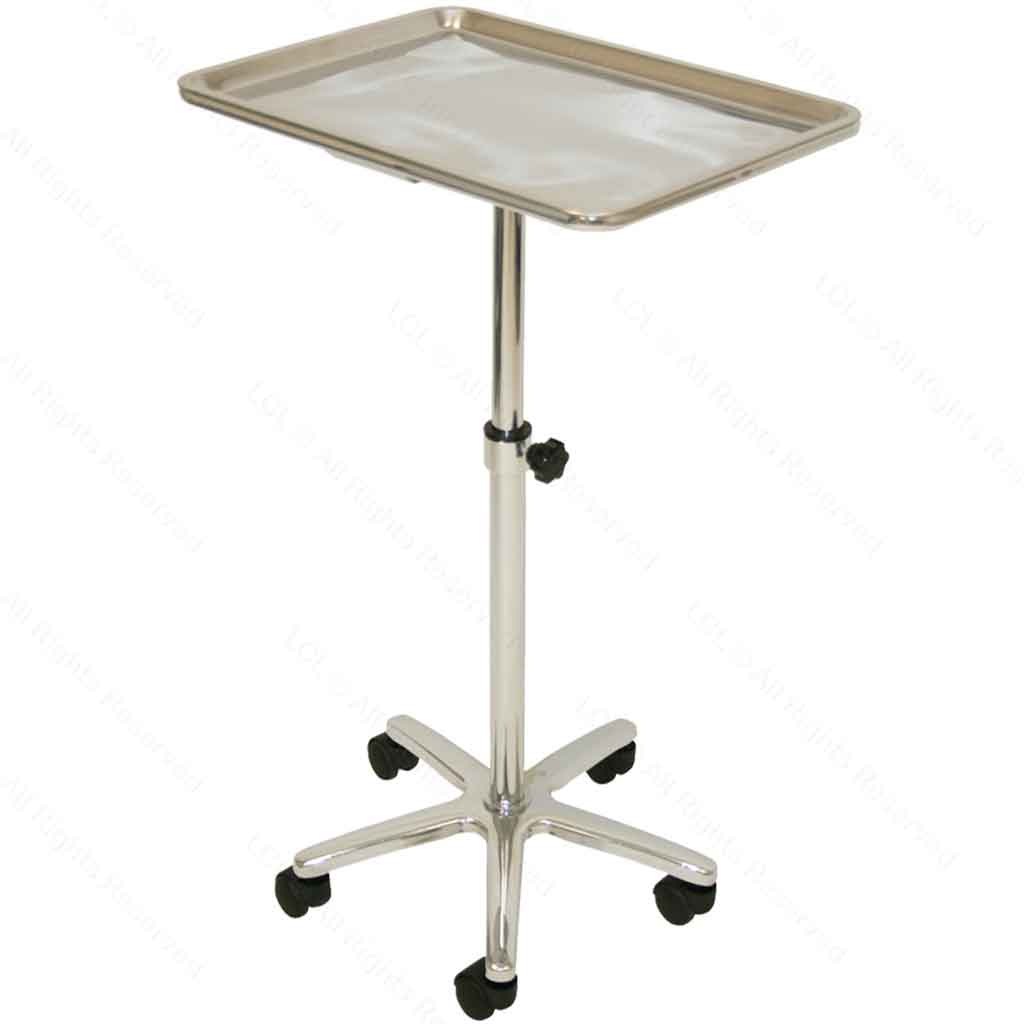 Extra Large Steel Single-Post Mayo Instrument Stand & Work Tray - Inkbed