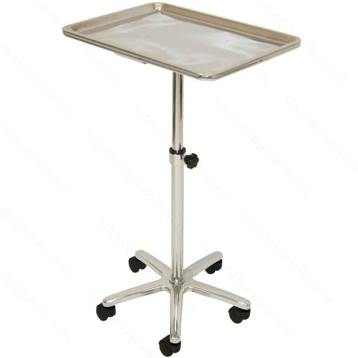 Extra Large Steel Single-Post Mayo Instrument Stand & Work Tray - Inkbed