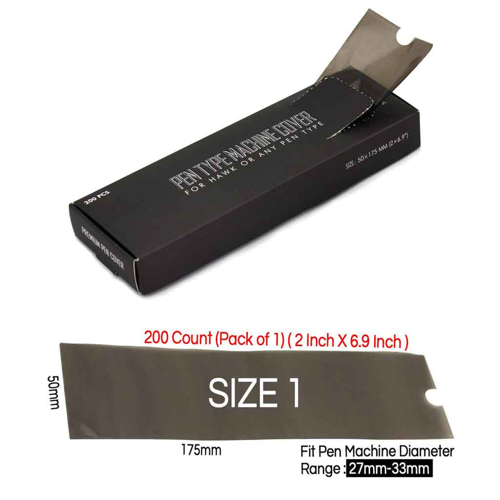 Tattoo Pen Machine Covers 50mm x 175mm 200 Pcs Black