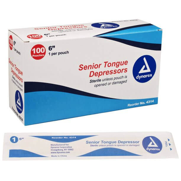 Senior Tongue Depressors, Sterile 100 pouches Dynarex